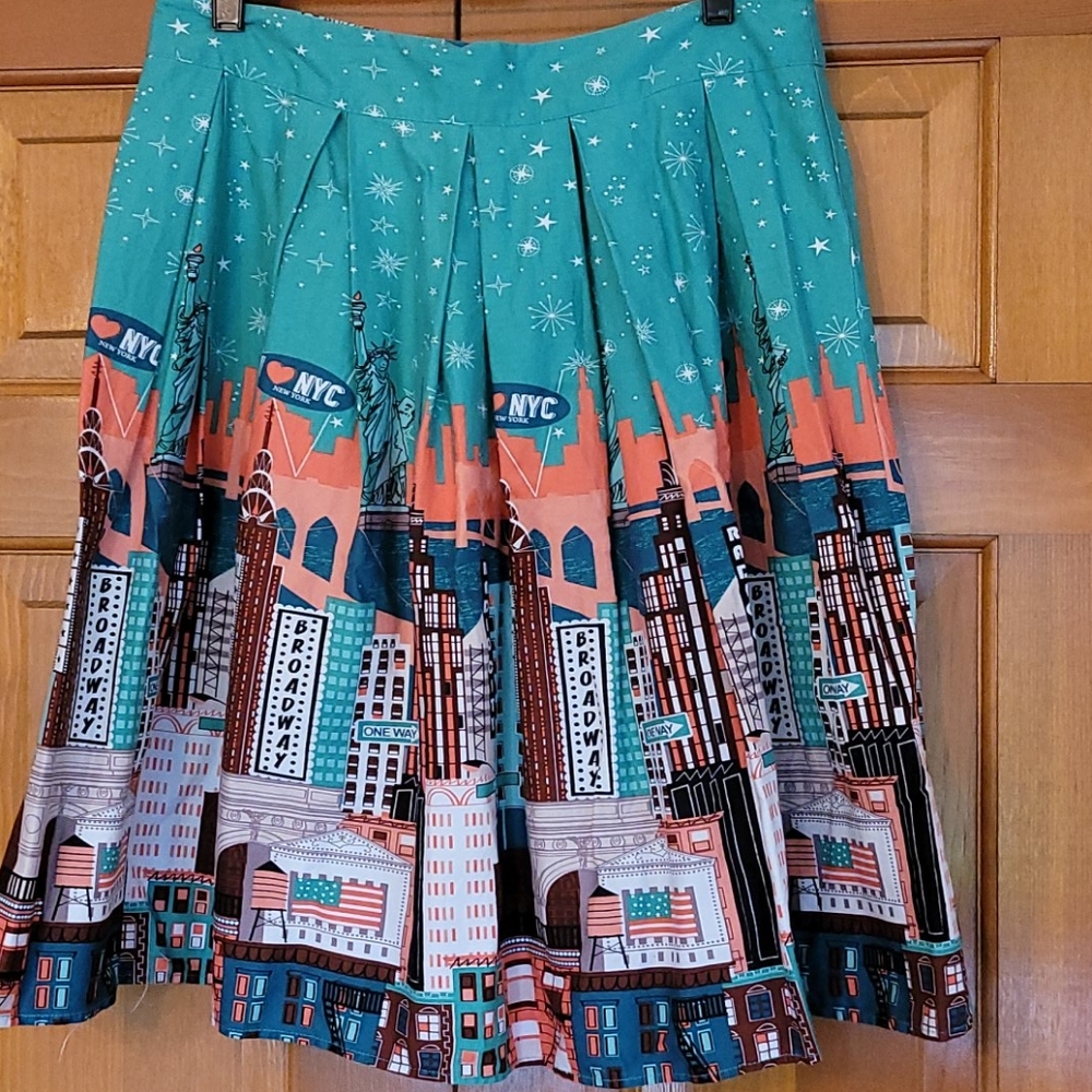 NYC Print A-line Skirt